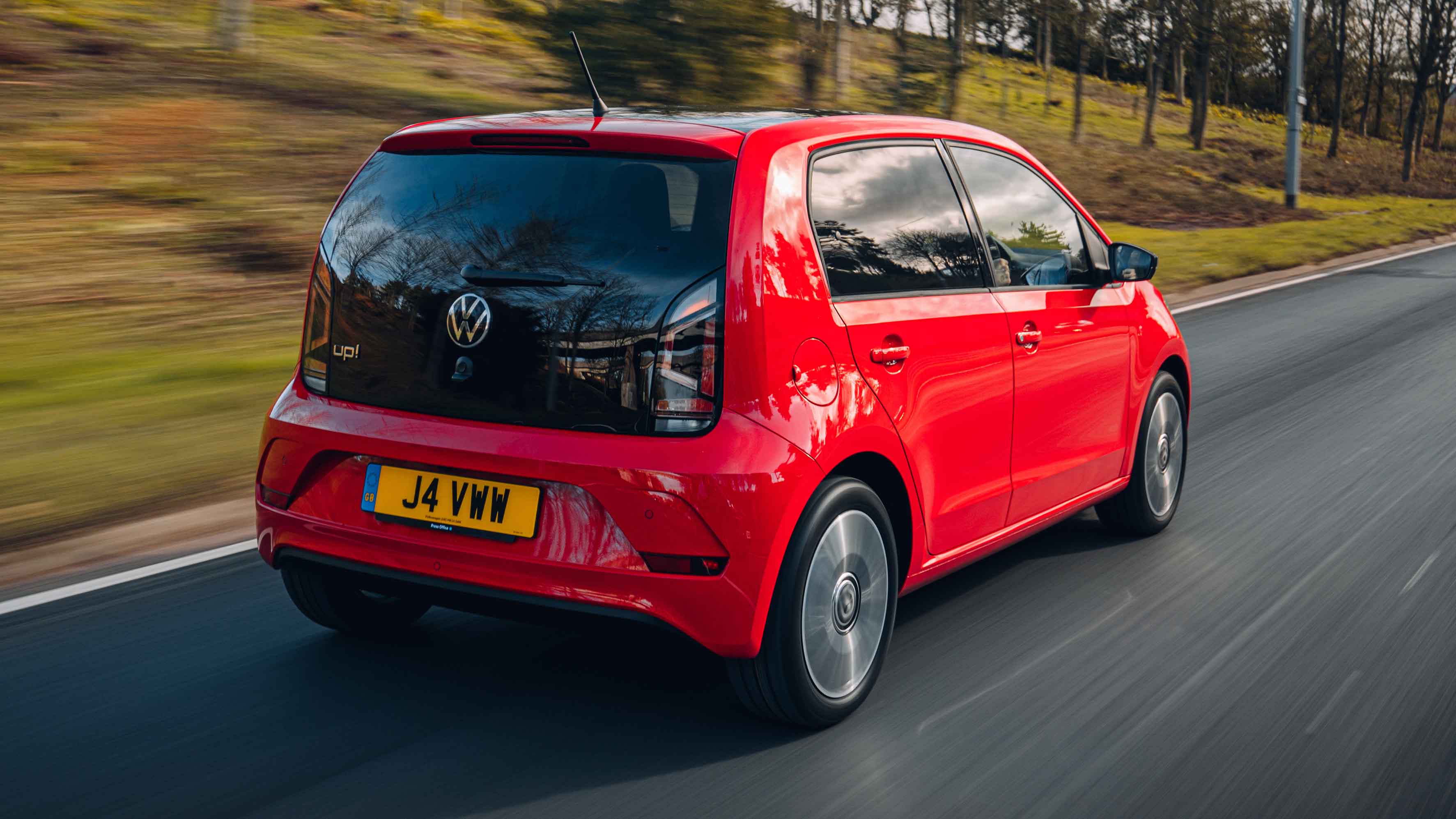 Volkswagen Up driving rear view