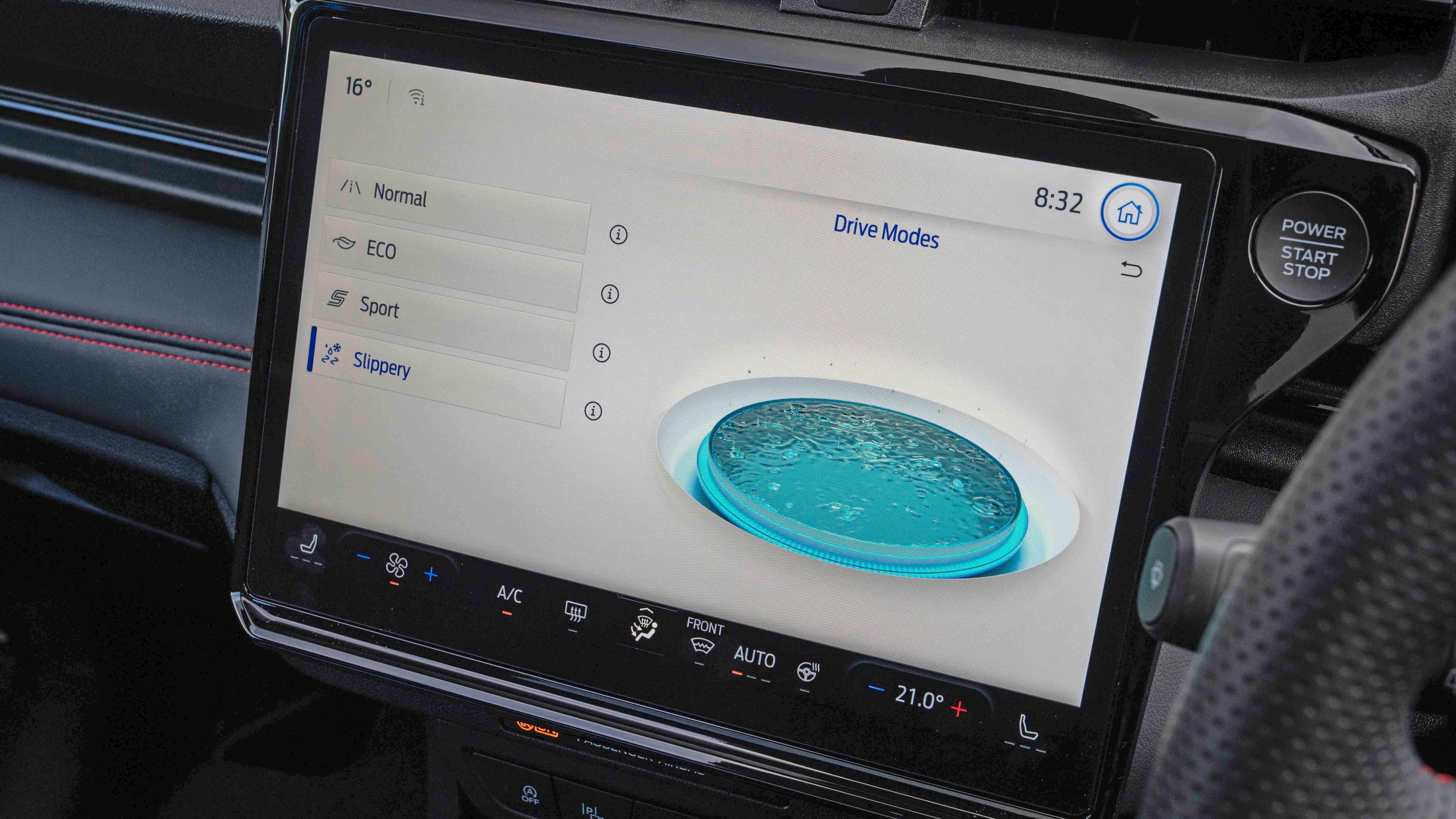 Ford Puma facelift driving modes screen