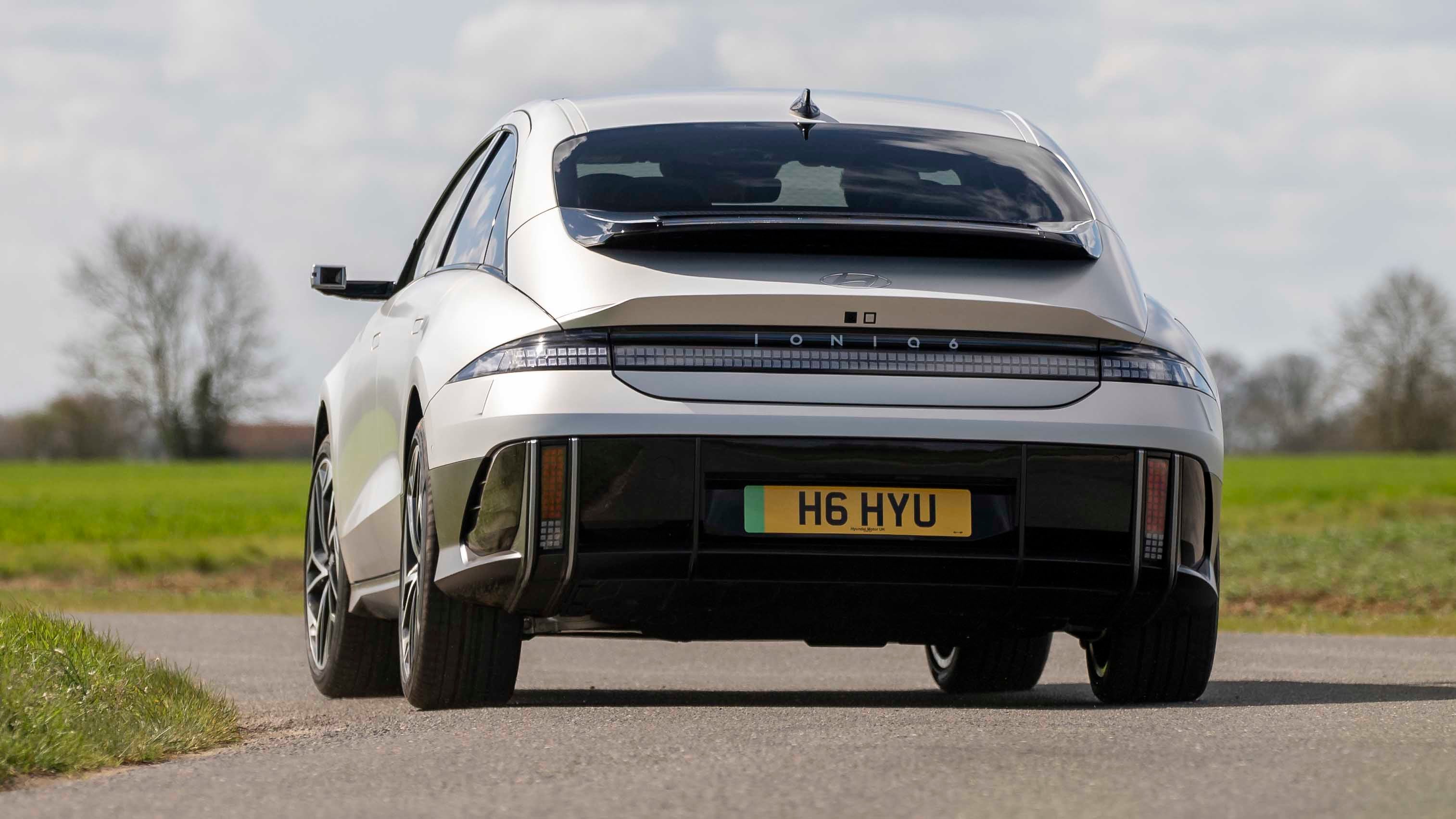 Hyundai Ioniq 6 driving - rear end view