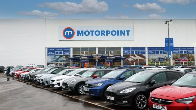 cars lined up Motorpoint Widnes store